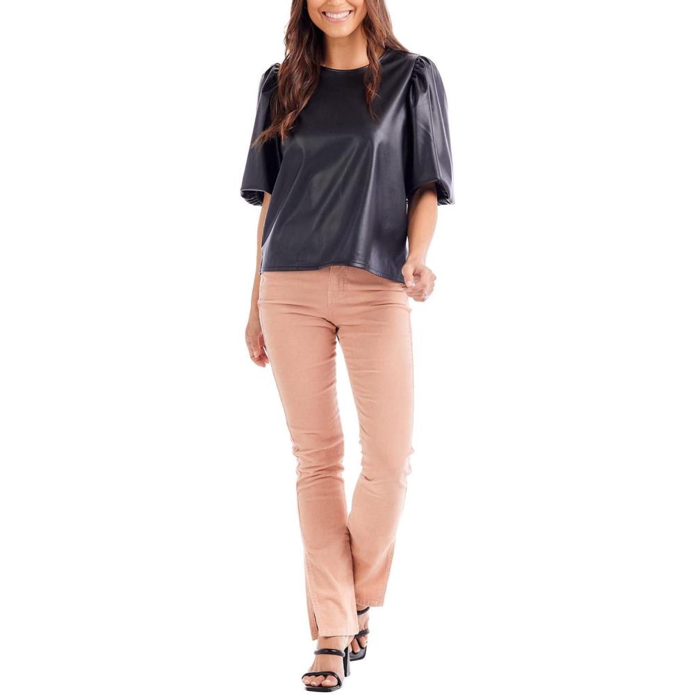 image:imageMud Pie Womens Mud Pie Womens Lemy Faux Leather TopBlack