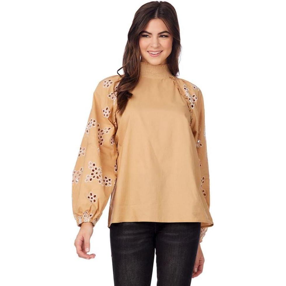 image:imageMud Pie Womens Womens Emilia Eyelet TopTan