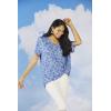 Mud Pie Houston Women’s Oversized Short Sleeve T-Shirt, Blue, Medium