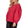 Mud Pie Women’s Mud Pie Womens Dillon Poplin Sleeve Top(Red)