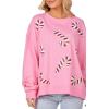Mud Pie Women’s Mud Pie Womens Holiday Sparkle Sweatshirt(Candy Cane)
