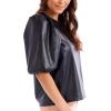 Mud Pie Women’s Mud Pie Women’s Lemy Faux Leather Top(Black)