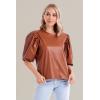 Mud Pie Women’s Mud Pie Women’s Lemy Faux Leather Top(Tan)