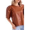 Mud Pie Women’s Mud Pie Women’s Lemy Faux Leather Top(Tan)