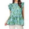 Mud Pie Women’s Mud Pie Womens Woody Flounce Top(Green)