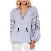 Mud Pie Women’s Viola Embroidered Tunic, Blue(Blue)