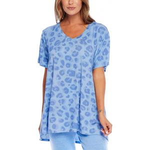 Mud Pie Houston Women’s Oversized Short Sleeve T-Shirt, Blue, Medium