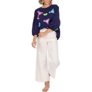 Mud Pie Women’s Mud Pie Women’s Drink Sparkle Sweatshirt(Blue)