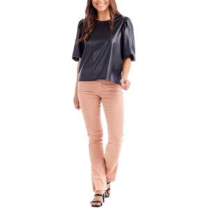 Mud Pie Women’s Mud Pie Women’s Lemy Faux Leather Top(Black)