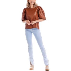 Mud Pie Women’s Mud Pie Women’s Lemy Faux Leather Top(Tan)