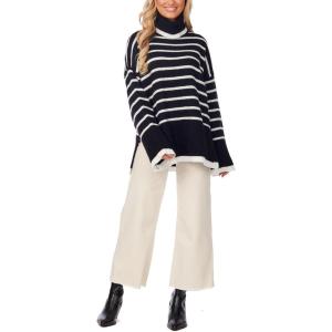 Mud Pie Women’s Women Dunn Striped Sweater(Black)