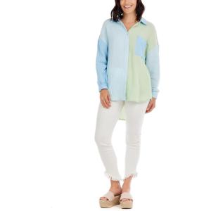 Mud Pie Womens Women’s Button-Down(Blue)