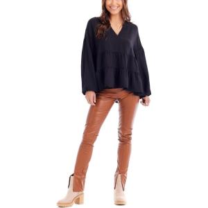 Mud Pie Women’s Women’s Orleans Flounce Top(Black)