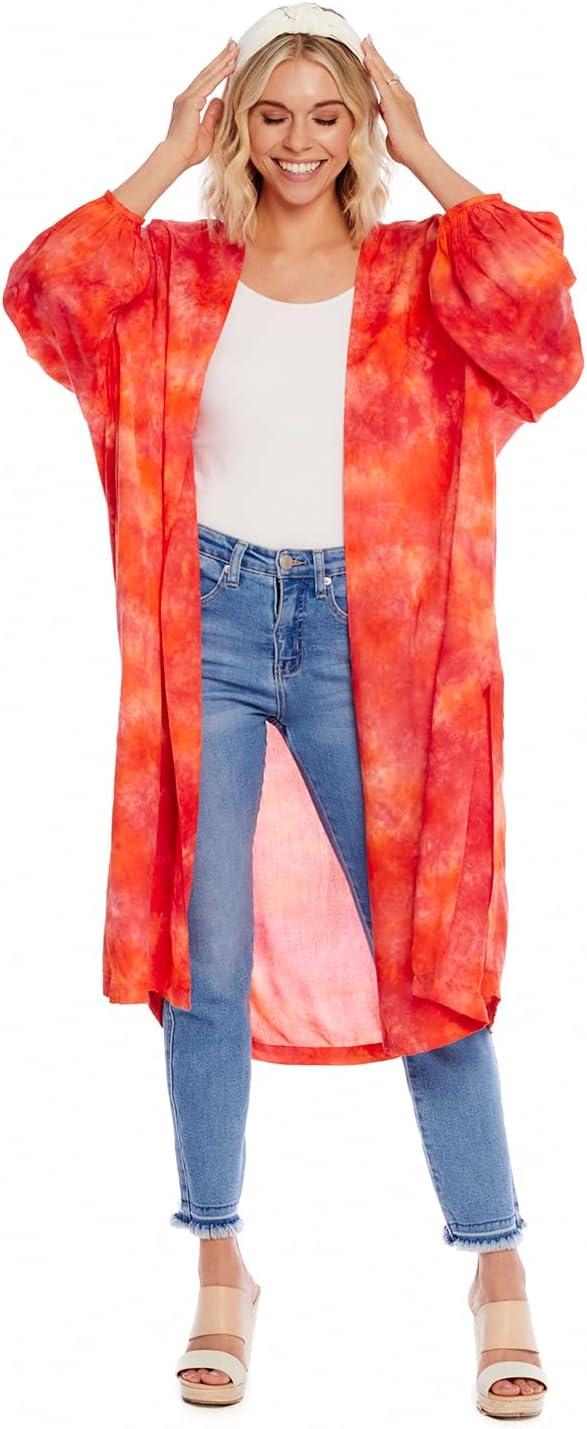 image:imageMud Pie Womens Mud Pie Tuscany Womens Tiedye Lightweight KimonoCoral