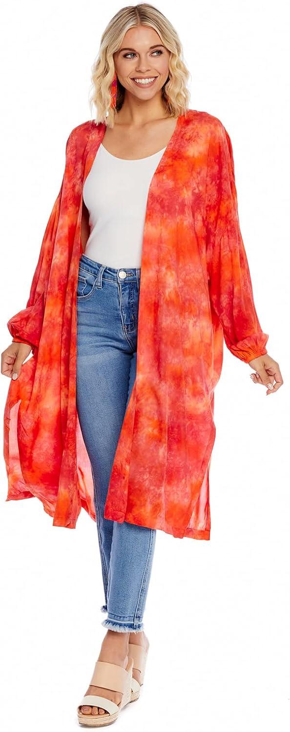 image:imageMud Pie Womens Mud Pie Tuscany Womens Tiedye Lightweight KimonoCoral