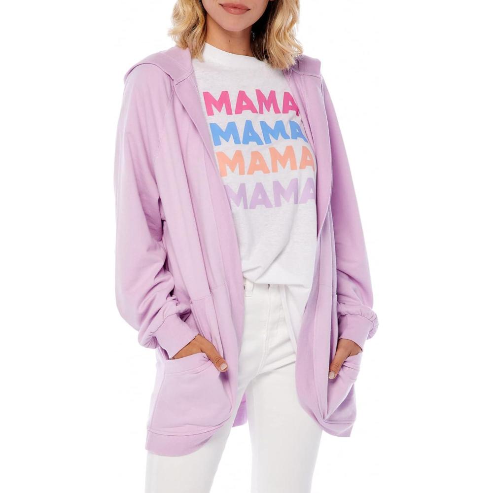 image:imageMud Pie Stiles Womens Cocoon Hoodie Cardigan Lilac One Size