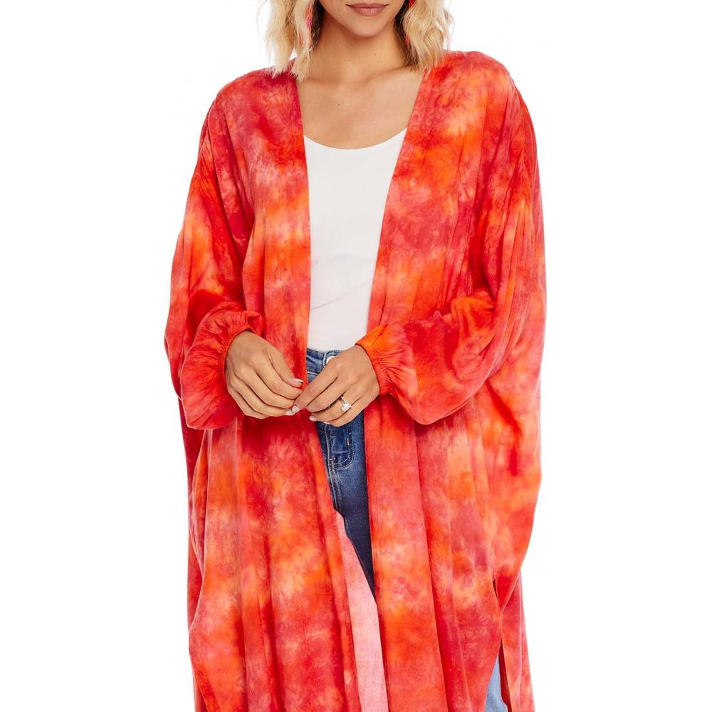 image:imageMud Pie Womens Mud Pie Tuscany Womens Tiedye Lightweight KimonoCoral
