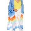 Mud Pie womens Tuscany Women’s Tie-dye Lightweight Kimono(Blue)