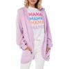 Mud Pie Stiles Women’s Cocoon Hoodie Cardigan, Lilac, One Size