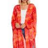 Mud Pie Women’s Mud Pie Tuscany Women’s Tie-dye Lightweight Kimono(Coral)