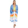 Mud Pie womens Tuscany Women’s Tie-dye Lightweight Kimono(Blue)