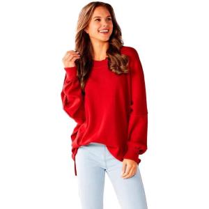 Mud Pie Womens Mud Pie Women Astrid Ribbed Sweater(Red)