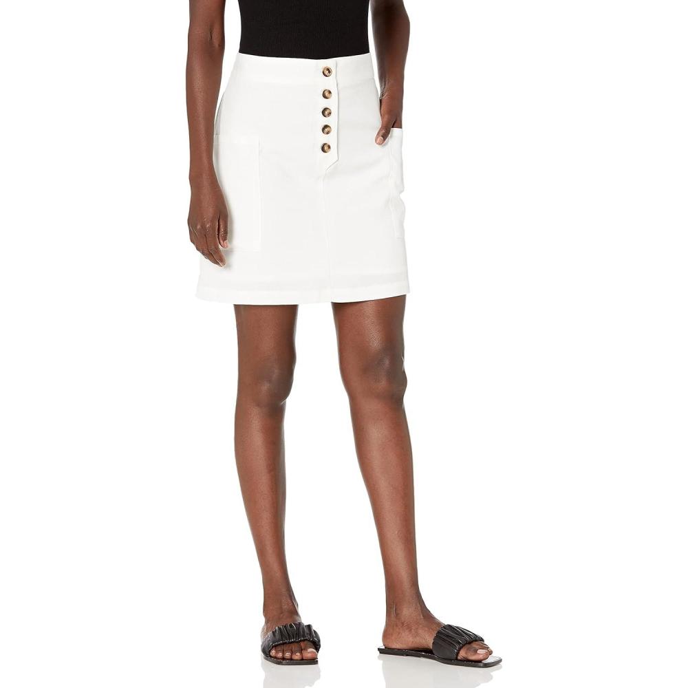 image:imageMud Pie Womens Flynn Button Fly SkirtWhite