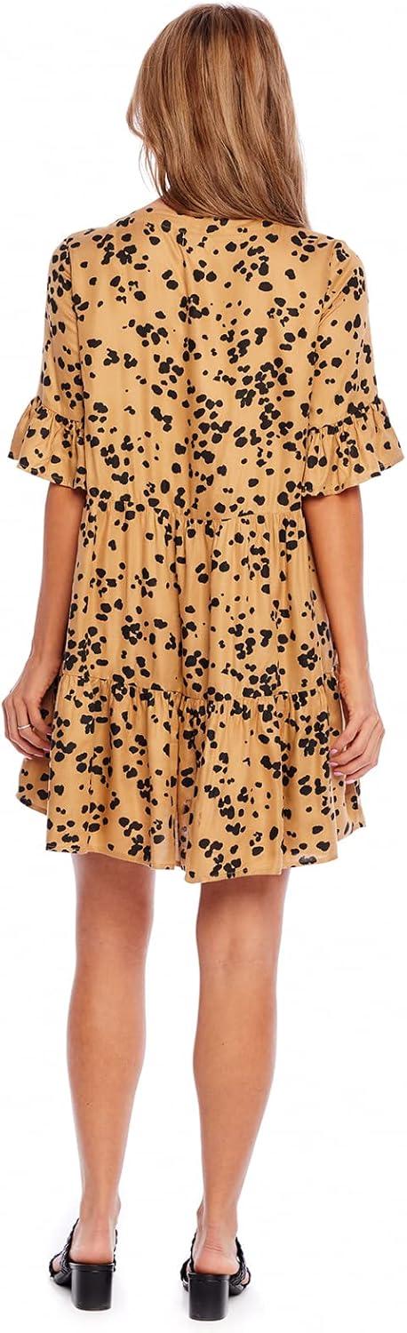 image:imageMud Pie Womens Mud Pie Aster Womens Short Sleeve Flounce DressTan
