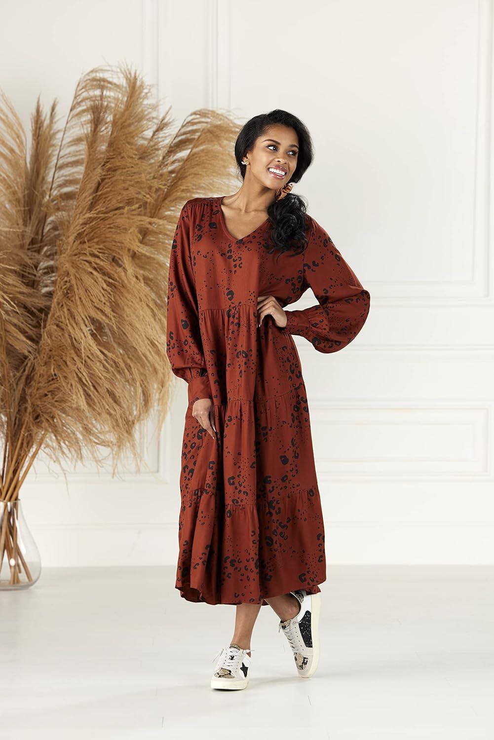 image:imageMud Pie Womens Mud Pie Petal Tiered Womens Maxi DressRust