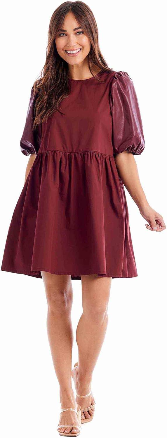 image:imageMud Pie Womens Mud Pie Womens Ren Leather DressOxblood