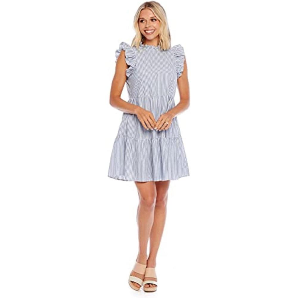image:imageMud Pie Womens Dewberry Womens Sleeveless Tiered Flounce DressBlue