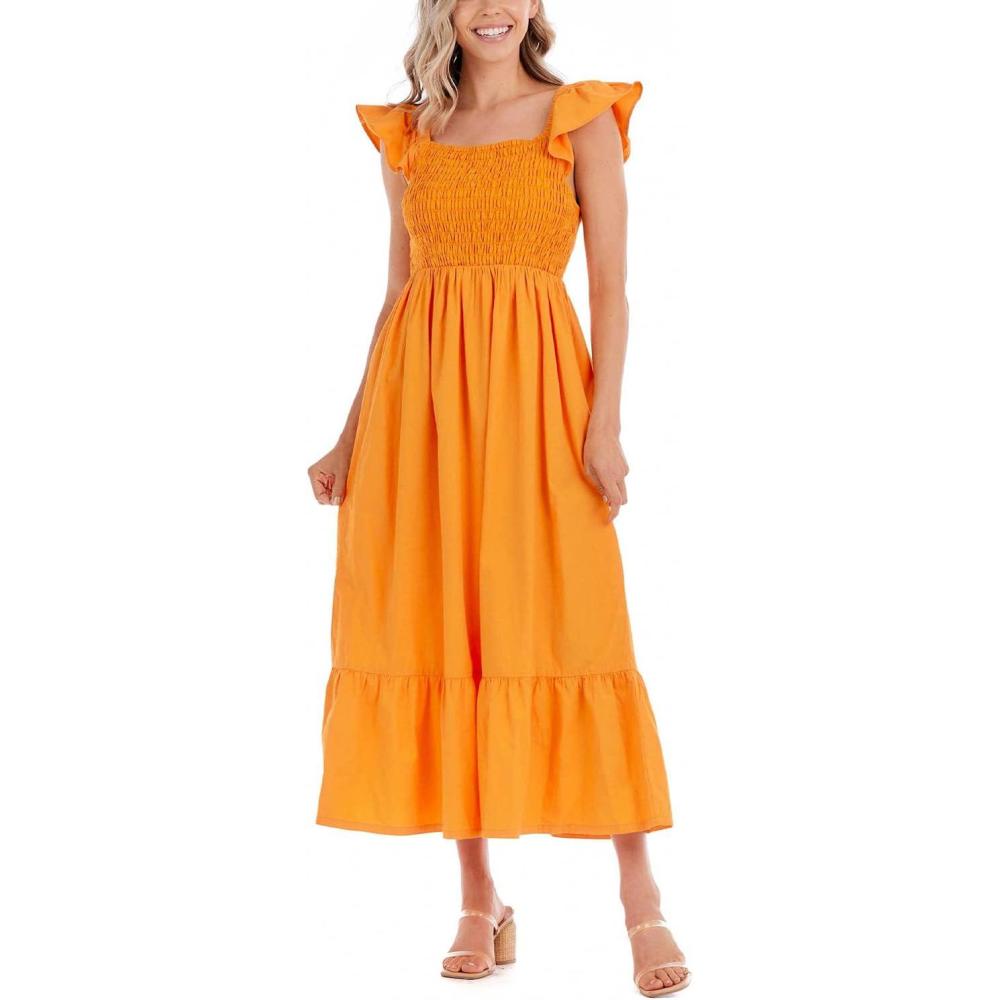 image:imageMud Pie Womens Womens Keya Smocked Maxi DressOrange