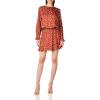 Mud Pie Rust Scribble Dot Stripe Fina Flounce Dress(Red)