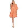 Mud Pie Women’s Mud Pie Aster Women’s Short Sleeve Flounce Dress(Coral)