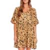 Mud Pie Women’s Mud Pie Aster Women’s Short Sleeve Flounce Dress(Tan)