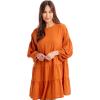 Mud Pie Womens Mud Pie Women’s Dallas Tiered Dress(Rust)