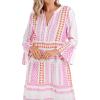 Mud Pie Women’s Mud Pie Women’s Yarn-dye Tiered Dress(Pink Midi)