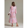 Mud Pie Women’s Mud Pie Women’s Yarn-dye Tiered Dress(Pink Midi)