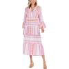 Mud Pie Women’s Mud Pie Women’s Yarn-dye Tiered Dress(Pink Midi)