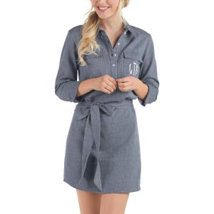 Mud Pie Women’s Coen Chambray Shirt Dress (Blue)(Blue)