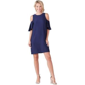 Mud Pie Womens Cora Cold Shoulder Summer Dress, Navy Blue(Blue)