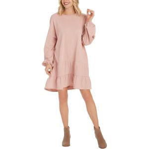 Mud Pie Women’s Kristy Sweatshirt Dress(Blush)