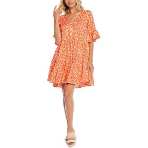 Mud Pie Women’s Mud Pie Aster Women’s Short Sleeve Flounce Dress(Coral)