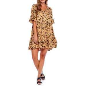 Mud Pie Women’s Mud Pie Aster Women’s Short Sleeve Flounce Dress(Tan)