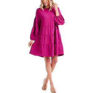Mud Pie Womens Mud Pie Women’s Dallas Tiered Dress(Berry)
