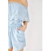 Mud Pie Women’s Matching Moms & Minis Juniper Off-the-shoulder Romper(Blue)