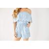 Mud Pie Women’s Matching Moms & Minis Juniper Off-the-shoulder Romper(Blue)