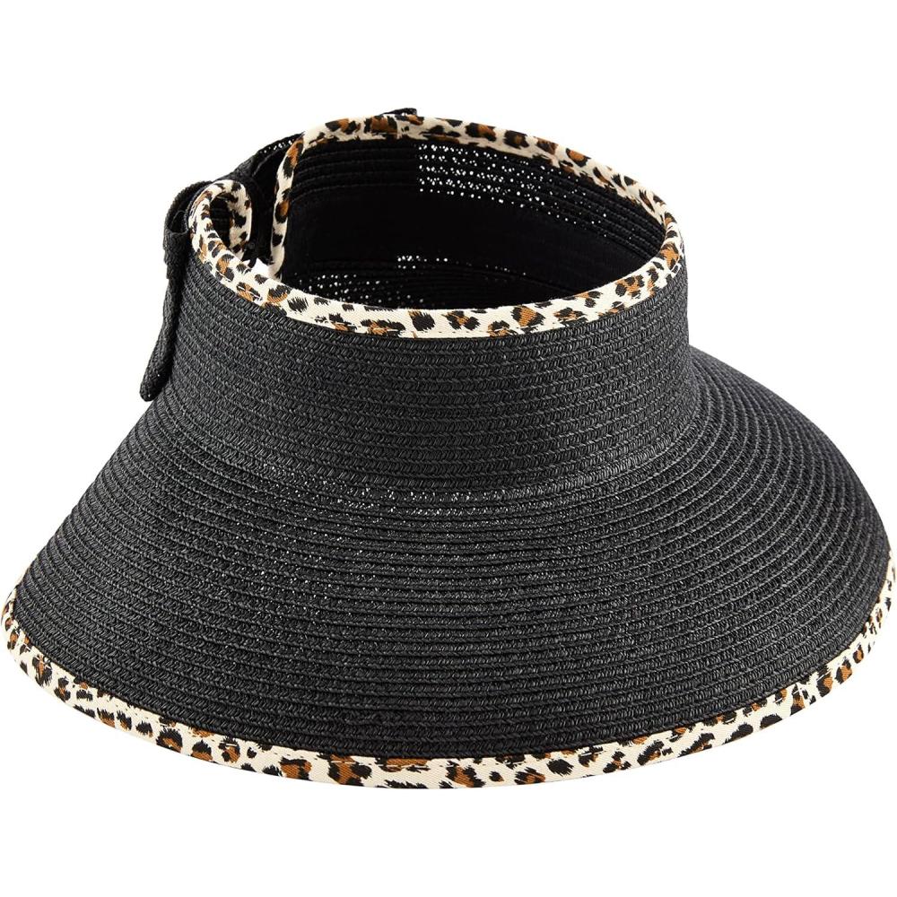 image:imageMud Pie Womens Leopard Trim Bow VisorBlack