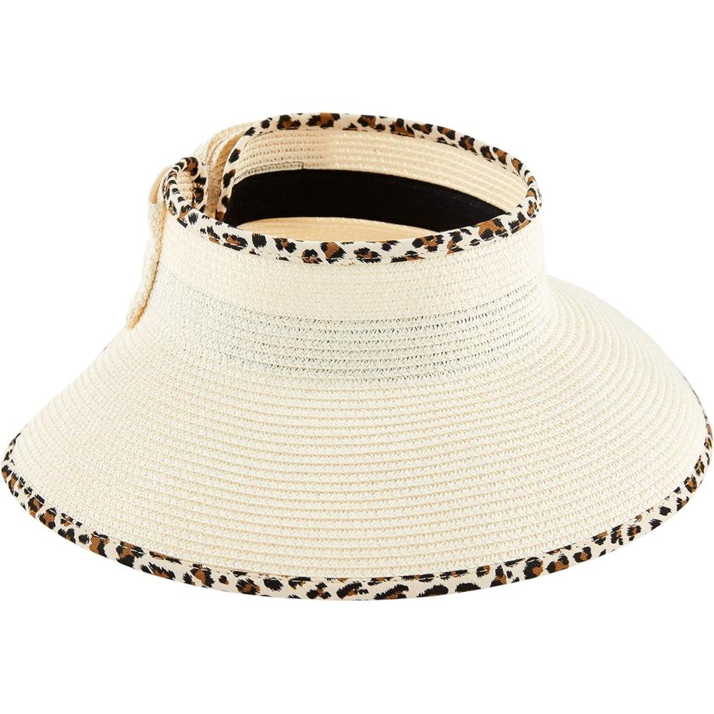 image:imageMud Pie Womens Leopard Trim Bow VisorCream