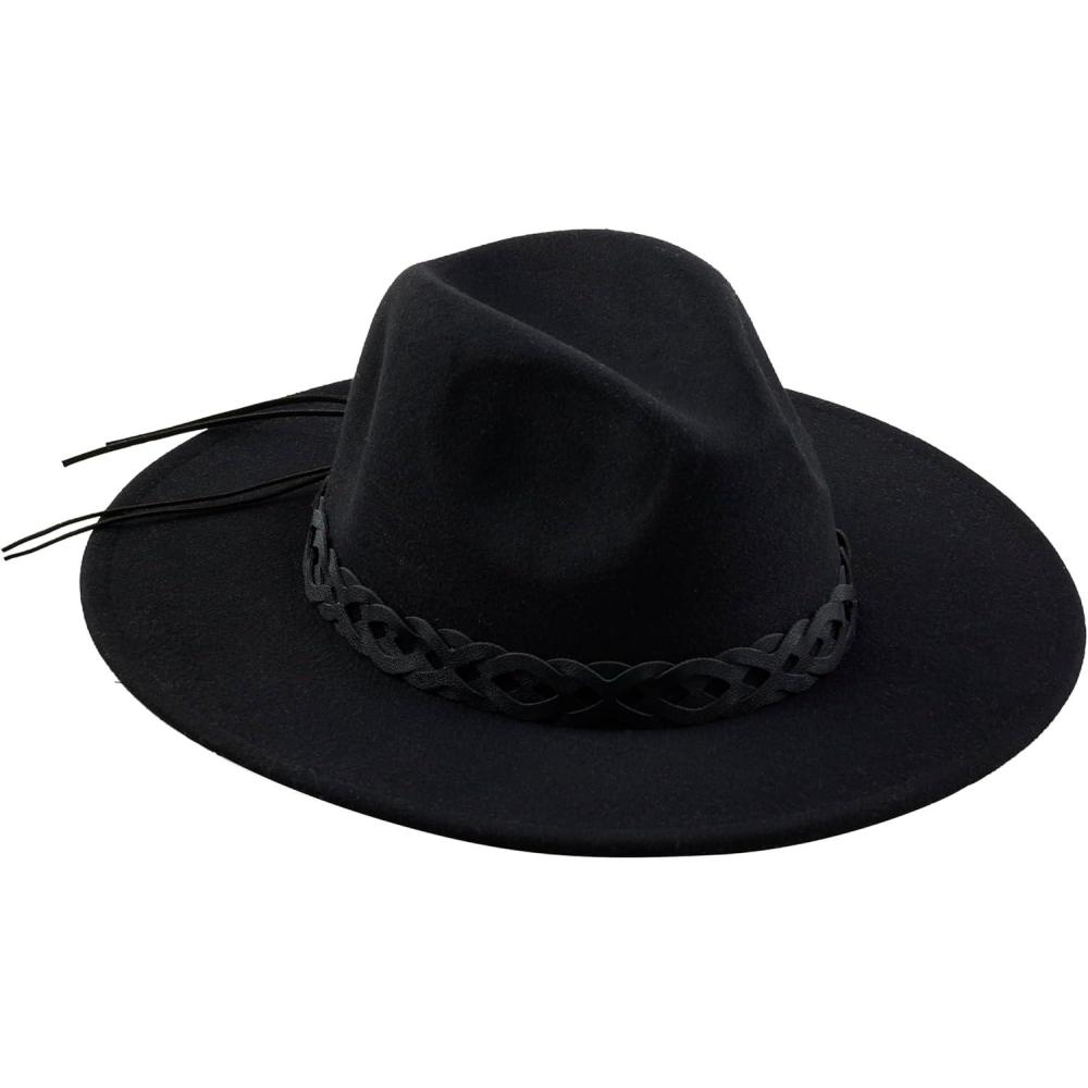 image:imageMud Pie Womens Mud Pie Womens Leather Trim FedoraBlack